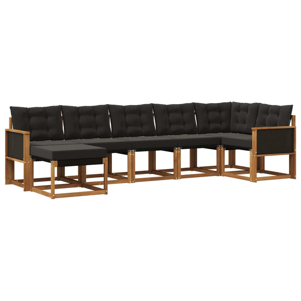 Set di divani da esterno 7 pz Naturale e Nero 3382088