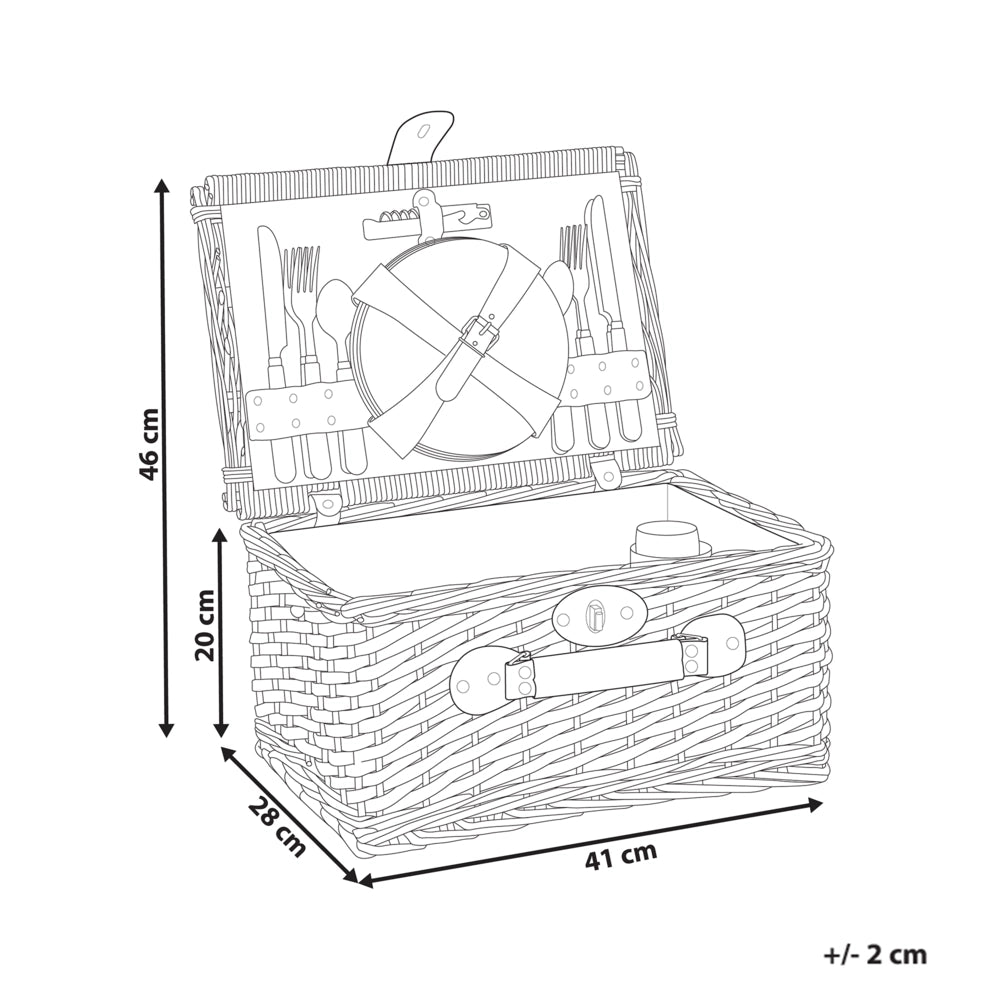 Cesto da picnic in vimini naturale per 4 persone con borsa frigo, bicchieri da vino e Posate stile semplice elegante