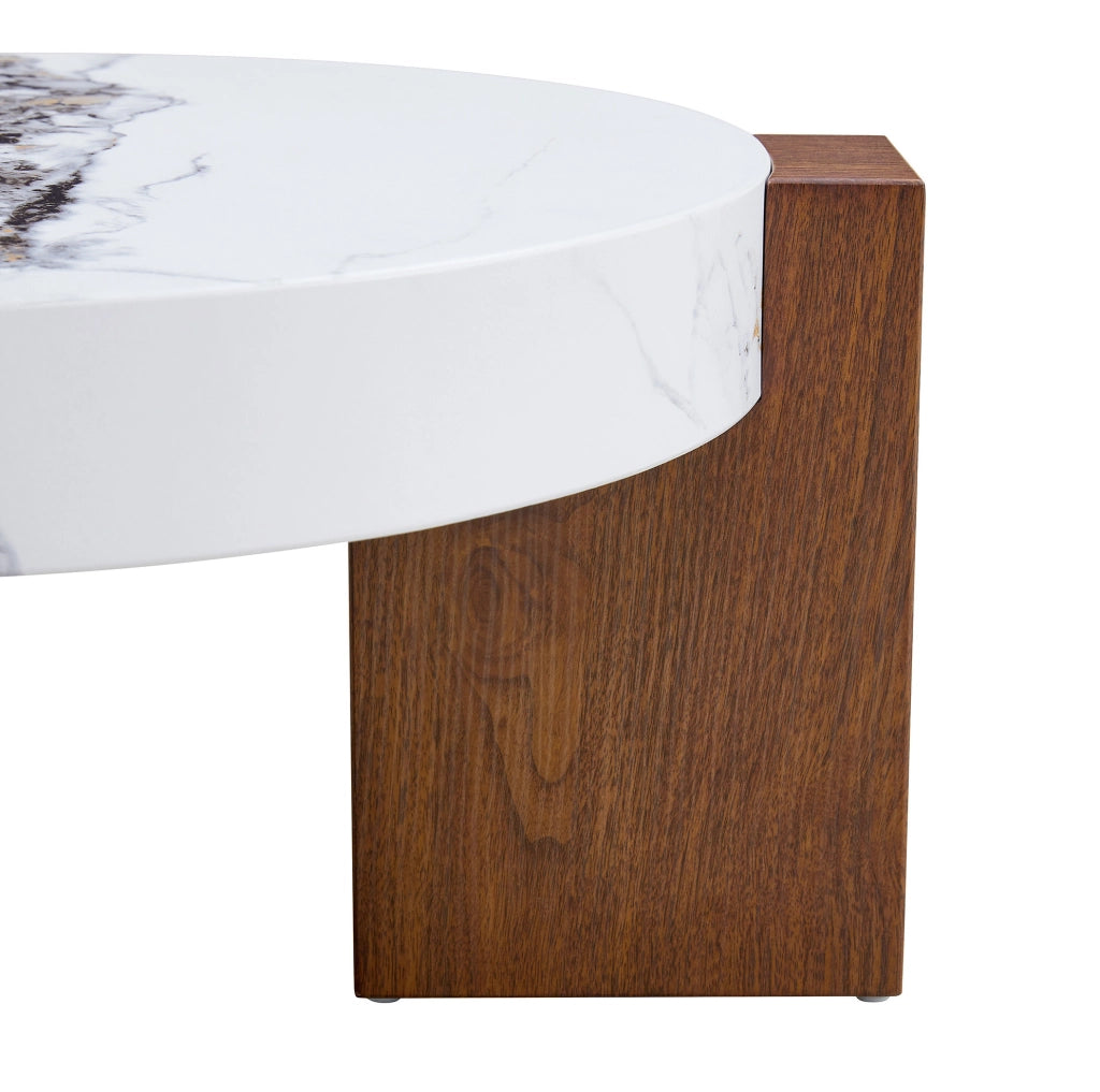 Set tavolini da salotto separabili con vetro e MDF effetto noce HAVRYA