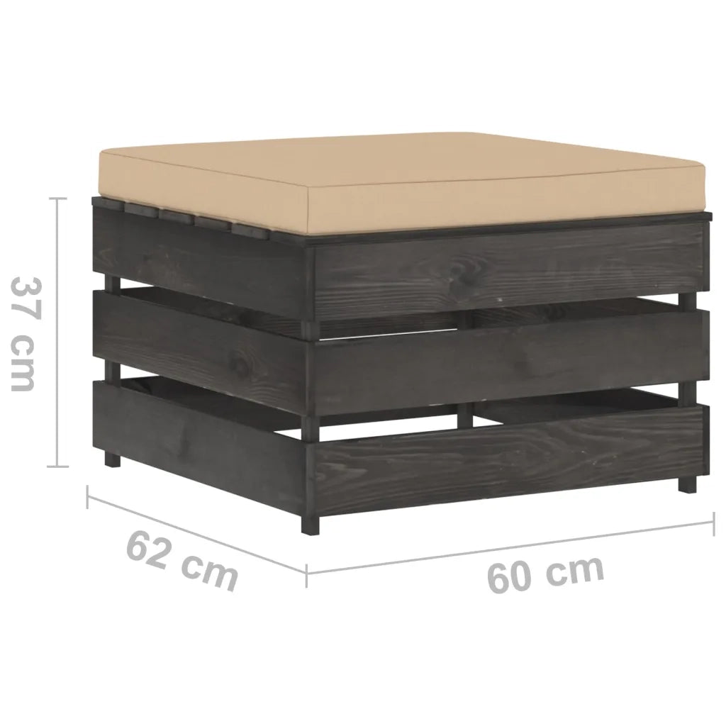 Set Salotto da Giardino 2pz | Set di Mobili da Esterno con Cuscini Legno Impregnato Grigio