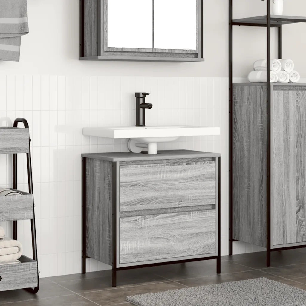 Mobile Lavabo da Bagno con Cassetti Grigio Sonoma 60x34,5x60 cm 861885
