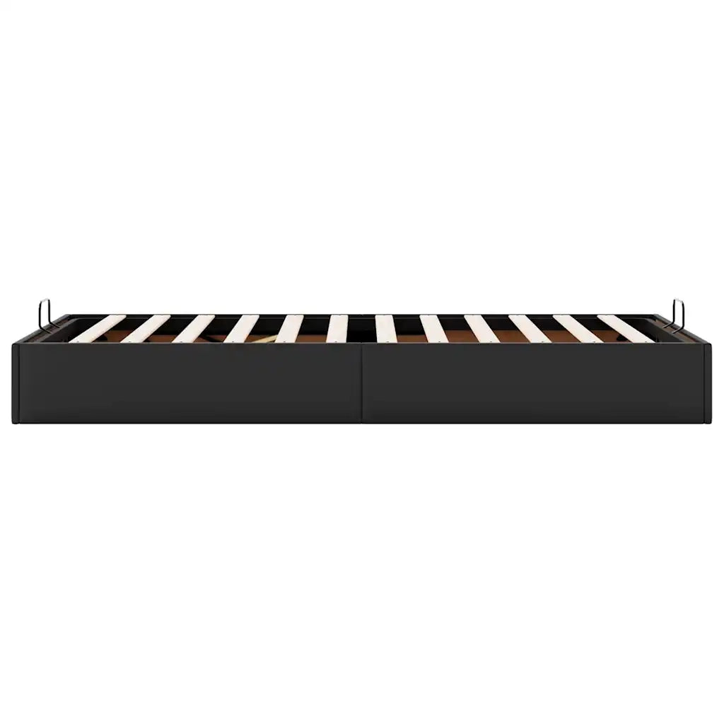 Struttura Letto Pouf senza Materasso-Giroletto con contenitore Nero 90x200 cm Similpelle
