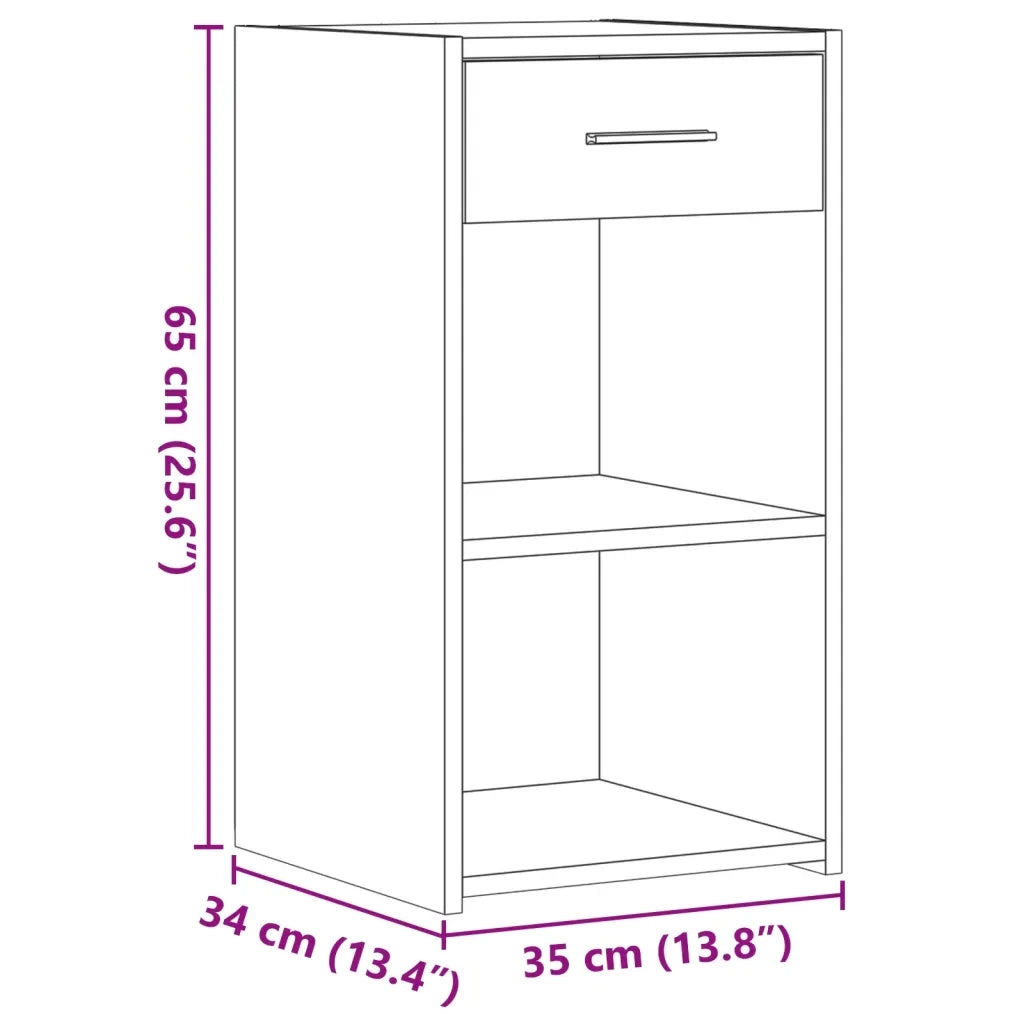 Comodino | Armadio da Notte | Mobiletto da notte Rovere Fumo 35x34x65 cm in Legno Multistrato