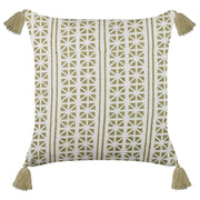 Set di 2 cuscini sparsi verde e bianco 45 x 45 cm stampa a blocchi a mano rivestimenti rimovibili cerniera motivo boho