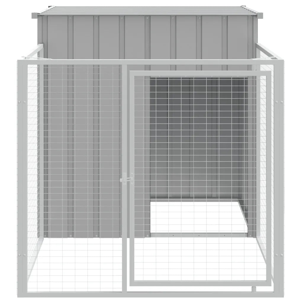 Cuccia per cani con recinto grigio chiaro 110x201x110 cm in acciaio zincato 172358