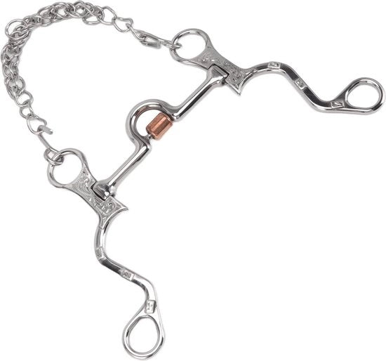 Attrezio per l'addestramento di cavalli - Collezione di morse 

- Modello: 120mm
- Materiale: RVS
- Tipo di morso: Paardenmond con catena
- Caratteristiche: Serraggio sostenuto