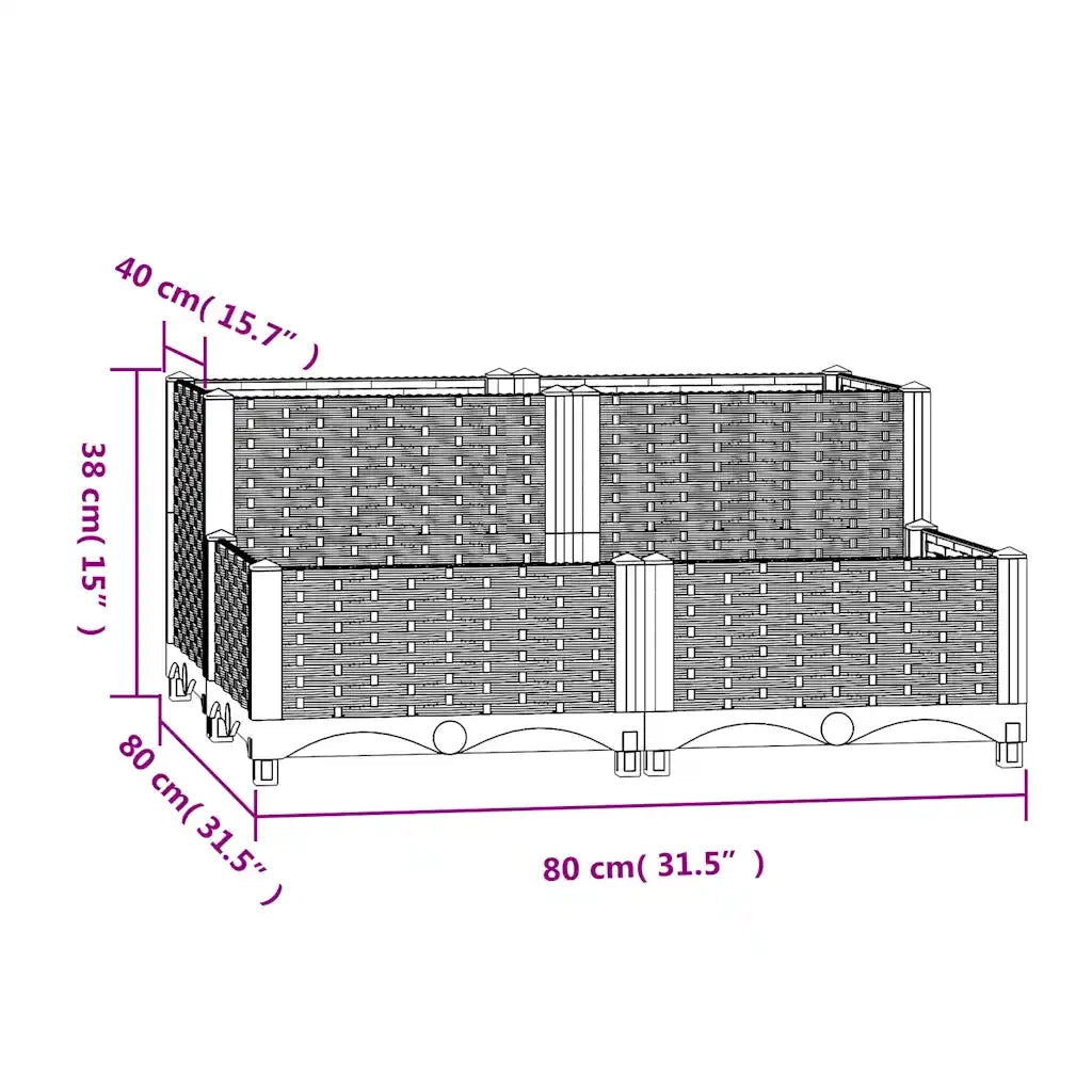Fioriera Rialzata 80x80x38 cm in Polipropilene 153301