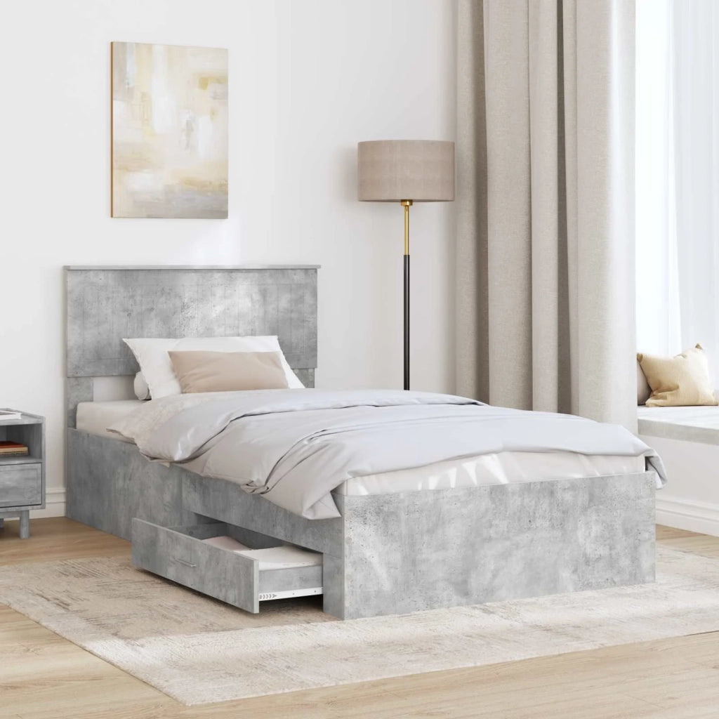 Struttura del letto con testiera Grigio cemento 100 x 200 cm 3410934