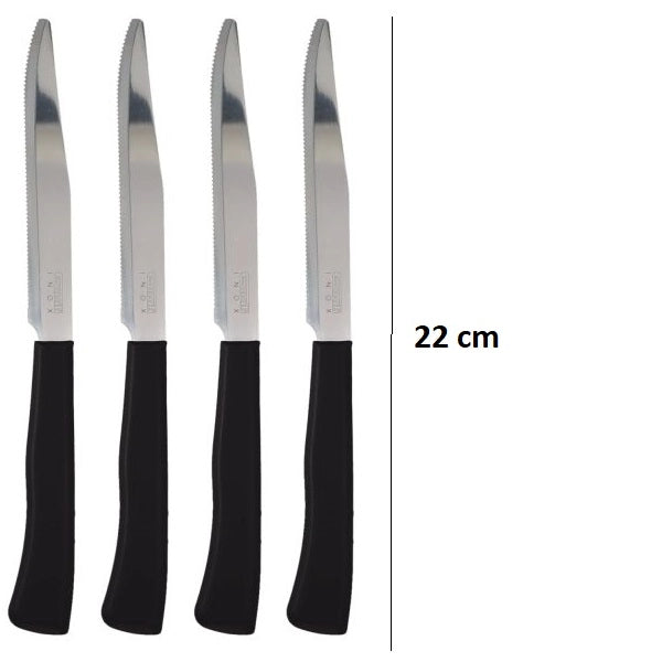 Coltelli Bistecca 24pz Manico in Polipropilene Doppia Affilatura 22cm Rosso