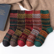 5 paia di calze a doppio strato, a doppio strisce, ondulate fino alle ginocchia con retrodisegno per uomini, per l'inverno.