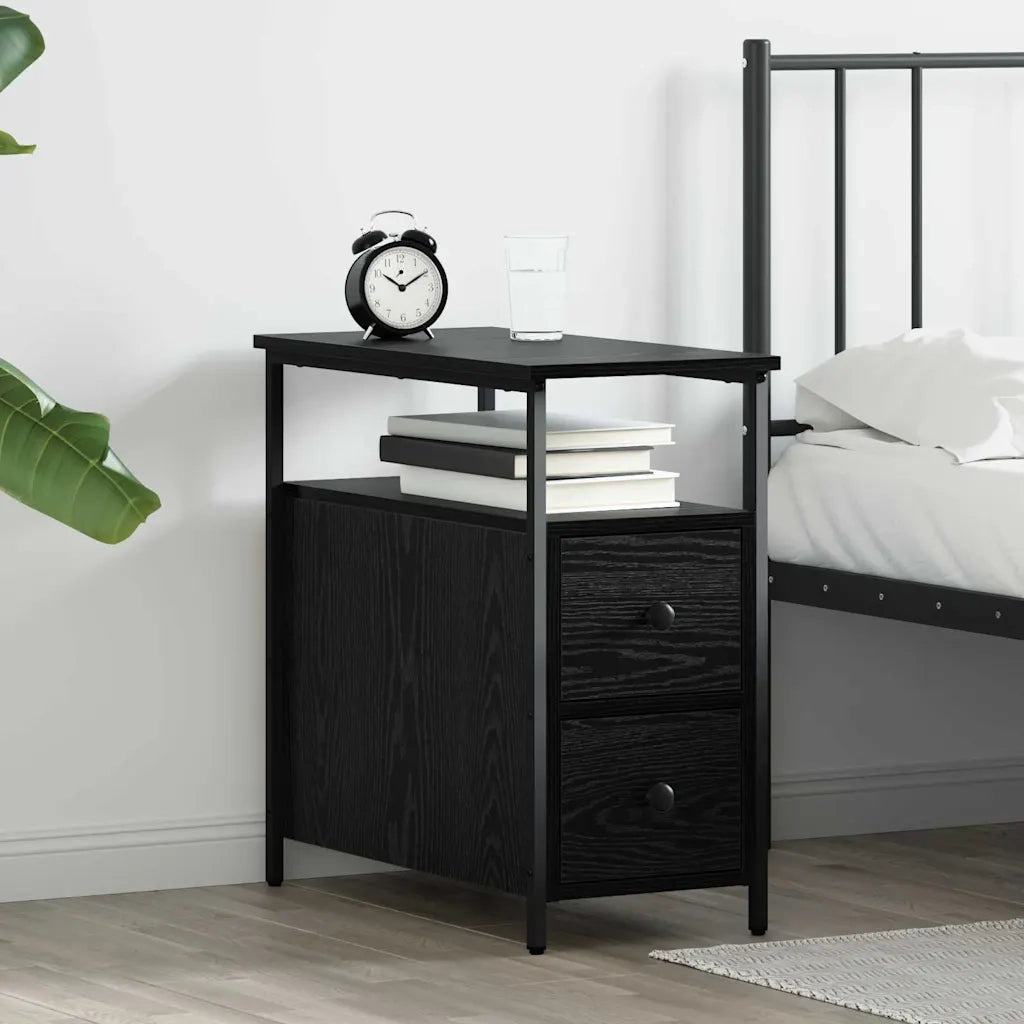 Comodino | Armadio da Notte | Mobiletto da notte Rovere nero 30 x 60 x 60 cm Legno multistrato