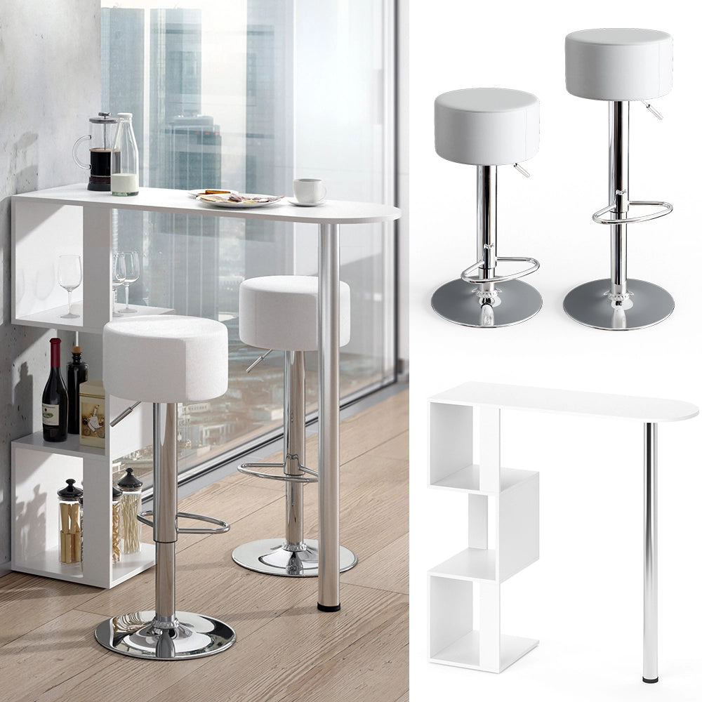 Vicco Set di tavoli da bar Bianco 113 x 39.8 cm con 2 sgabelli da bar