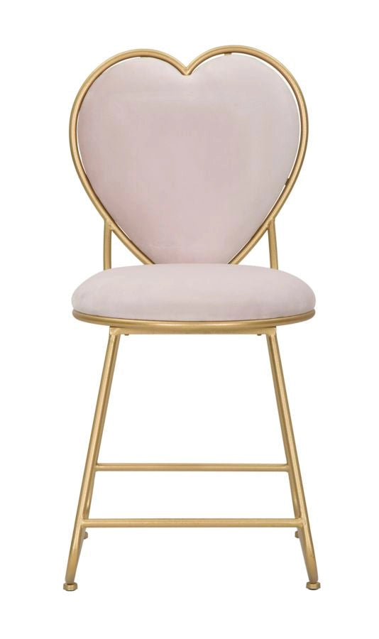 Sedia con Schienale a Cuore 37x47x80 cm in Metallo e Tessuto Imbottito