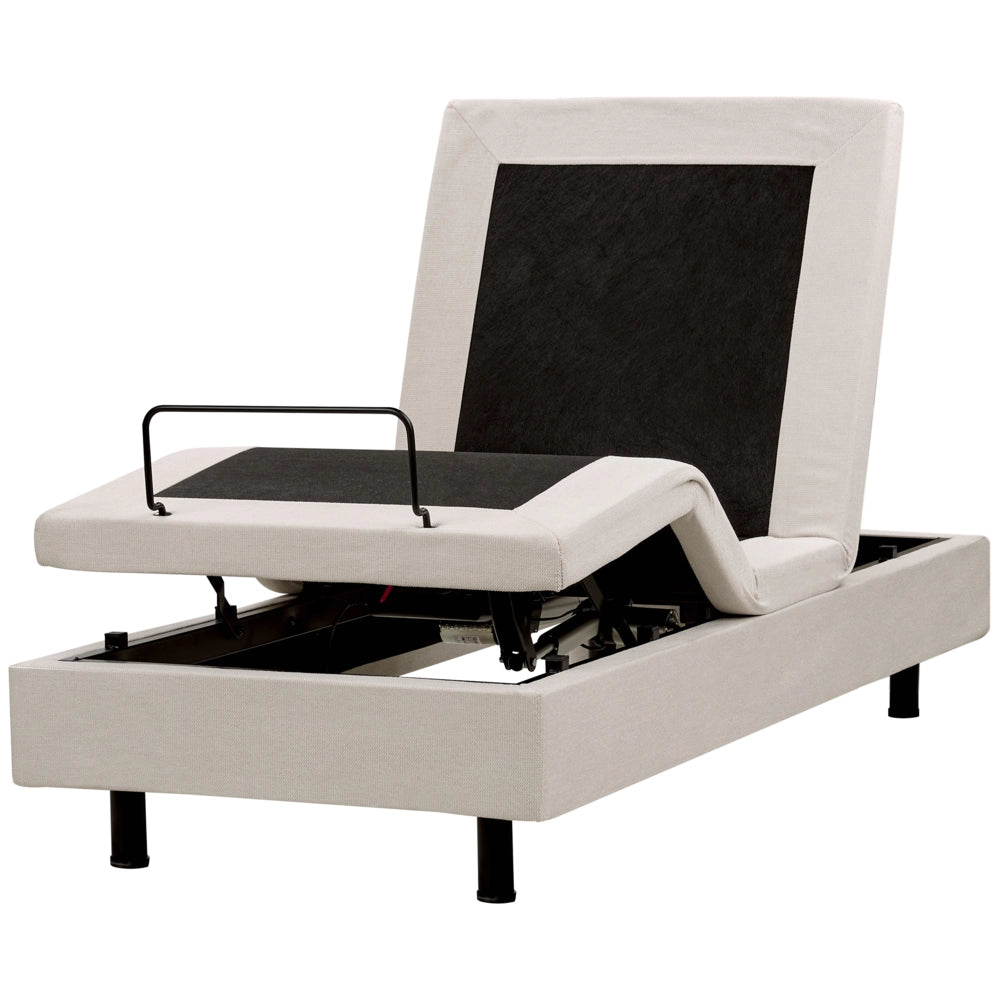 Letto elettrico matrimoniale tessuto beige regolabile con telecomando senza testiera 80x200 cm stile moderno