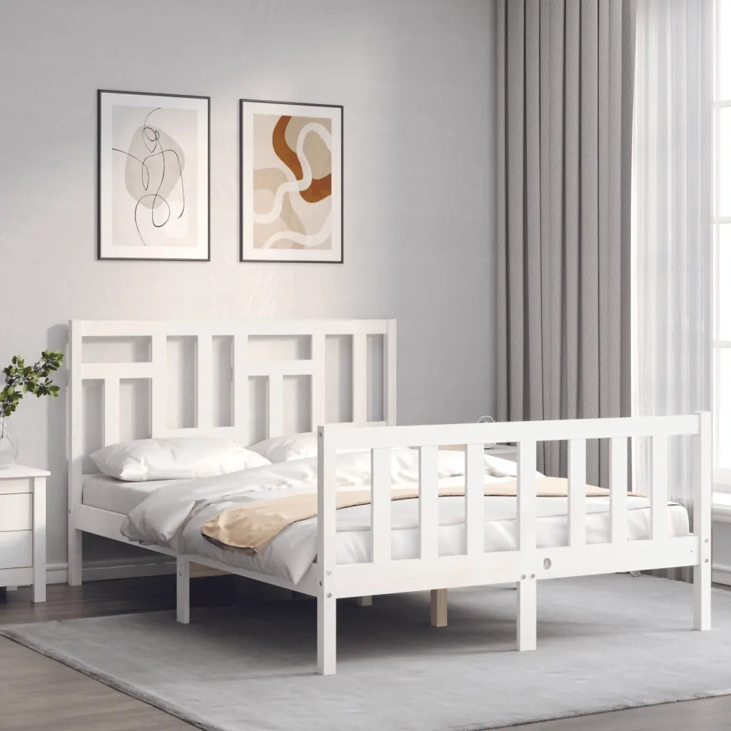 Giroletto senza Materasso-Struttura Letto Bianco 140x200 cm Legno Massello Pino 297539
