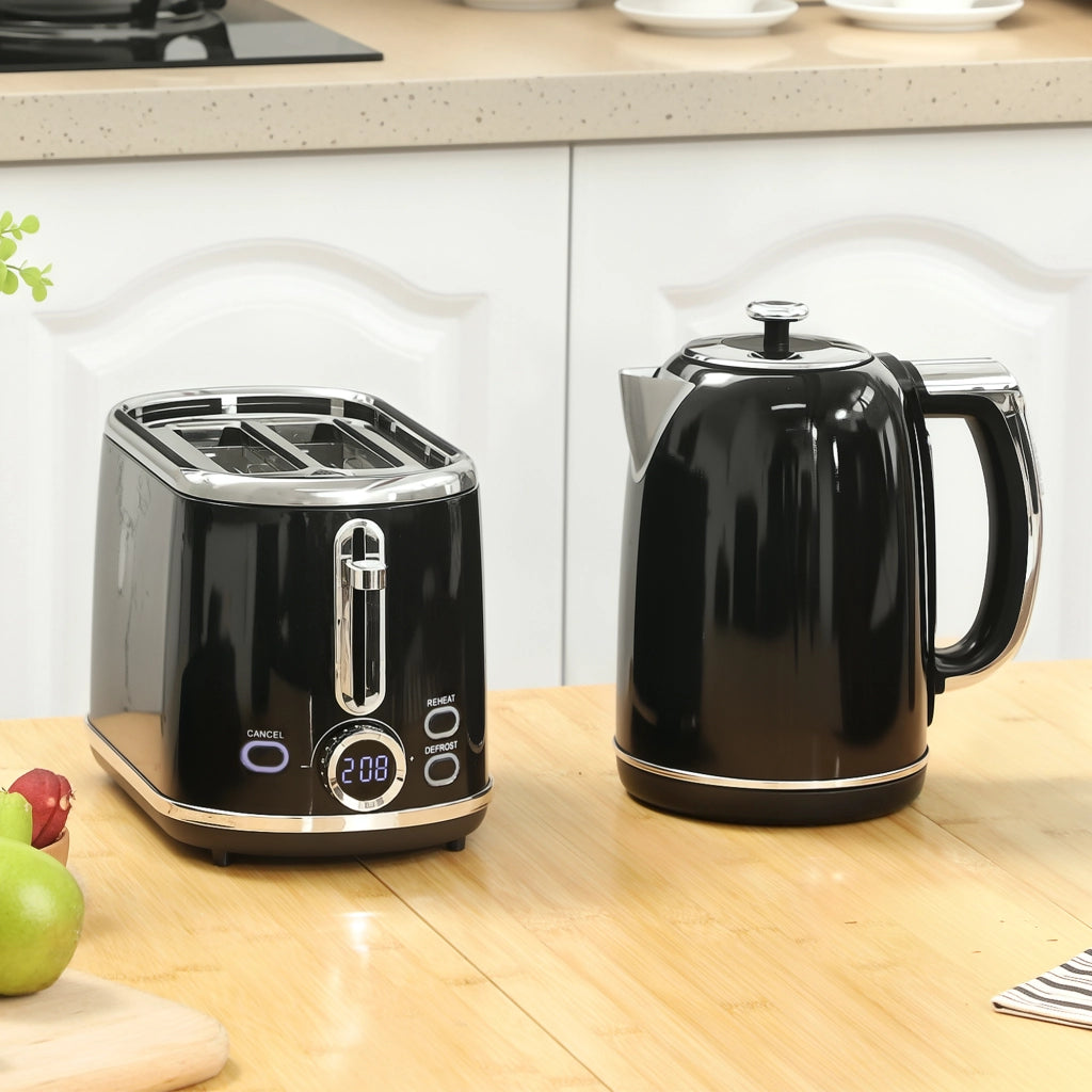 Bollitore e Tostapane ¨C Zephmum ¨C Inox 1.7L 2200W Tostapane 2 Fette Nero