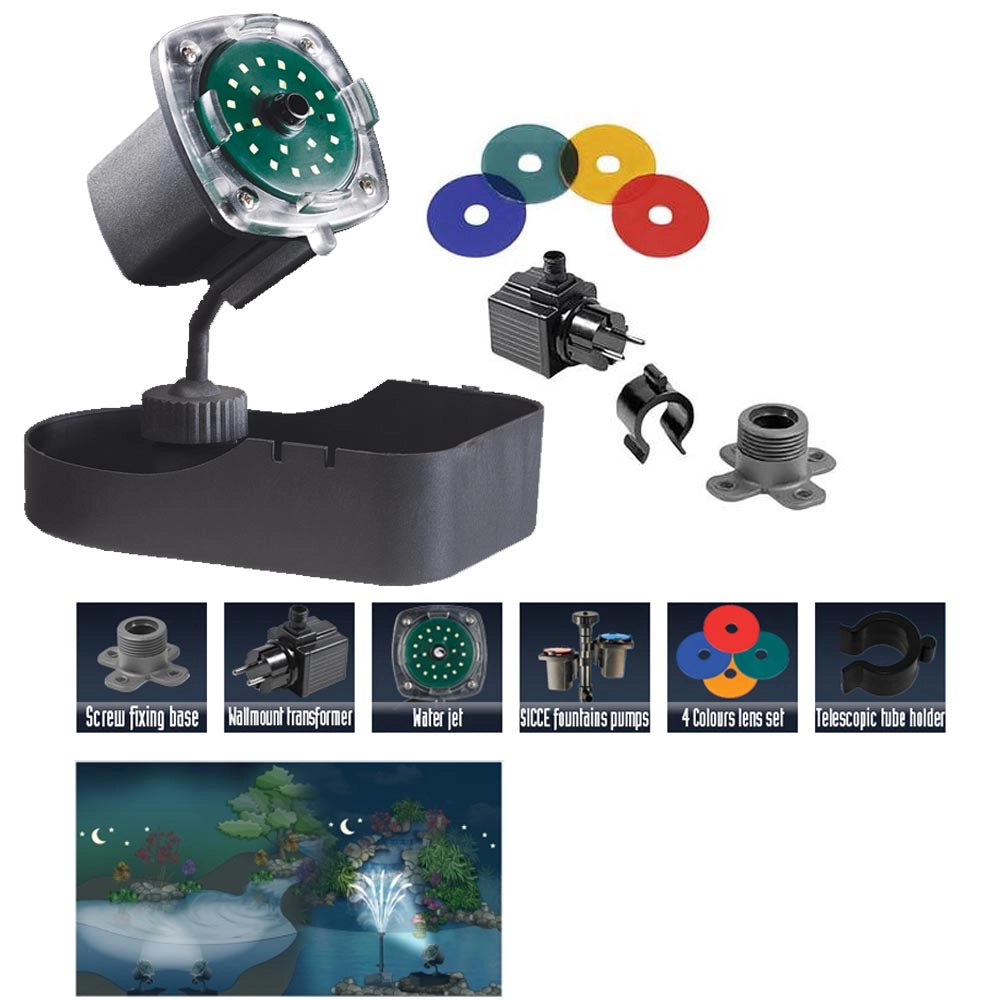 Multipack per laghetto pompa syncra pond 3.5 2800 litri/h + faretto nathur a led sommergibile