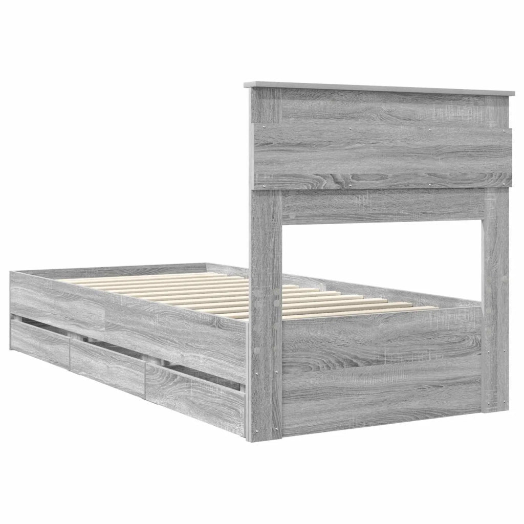 Struttura del letto con cassetto Grigio Sonoma 90 x 190 cm 3409877