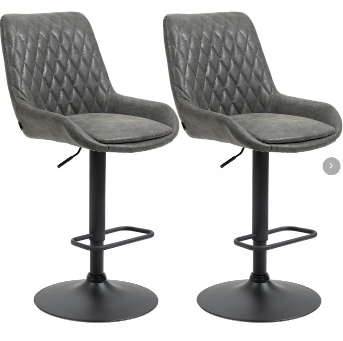 Set di 2 sgabelli da bar regolabili grigio scuro con schienale