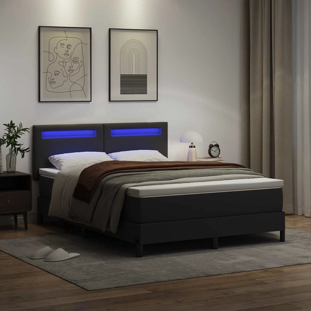 Letto a molle con materasso Nero 160 x 200 cm Pelle sintetica 3339056