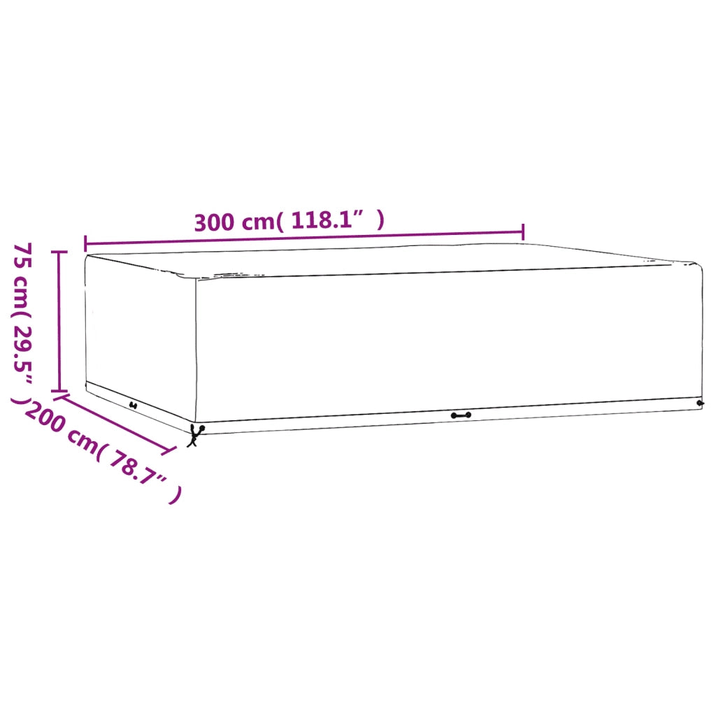 Copri Mobili Giardino | Telone per mobili da esterni 2 pz 16 Occhielli 300x200x75cm Rettangolo