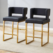 Sgabello da bar 91.4 cm con seduta imbottita; struttura stabile in metallo e PU nero e oro