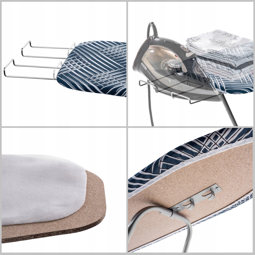 Asse da stiro pieghevole KADAX 104x30 cm con supporto per ferro da stiro, leggera e compatta.