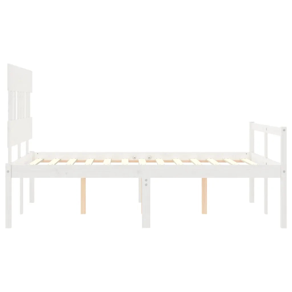 Letto per Anziani con Testiera-Struttura Letto per Anziani Bianco 140x200 cm Legno Massello 633177