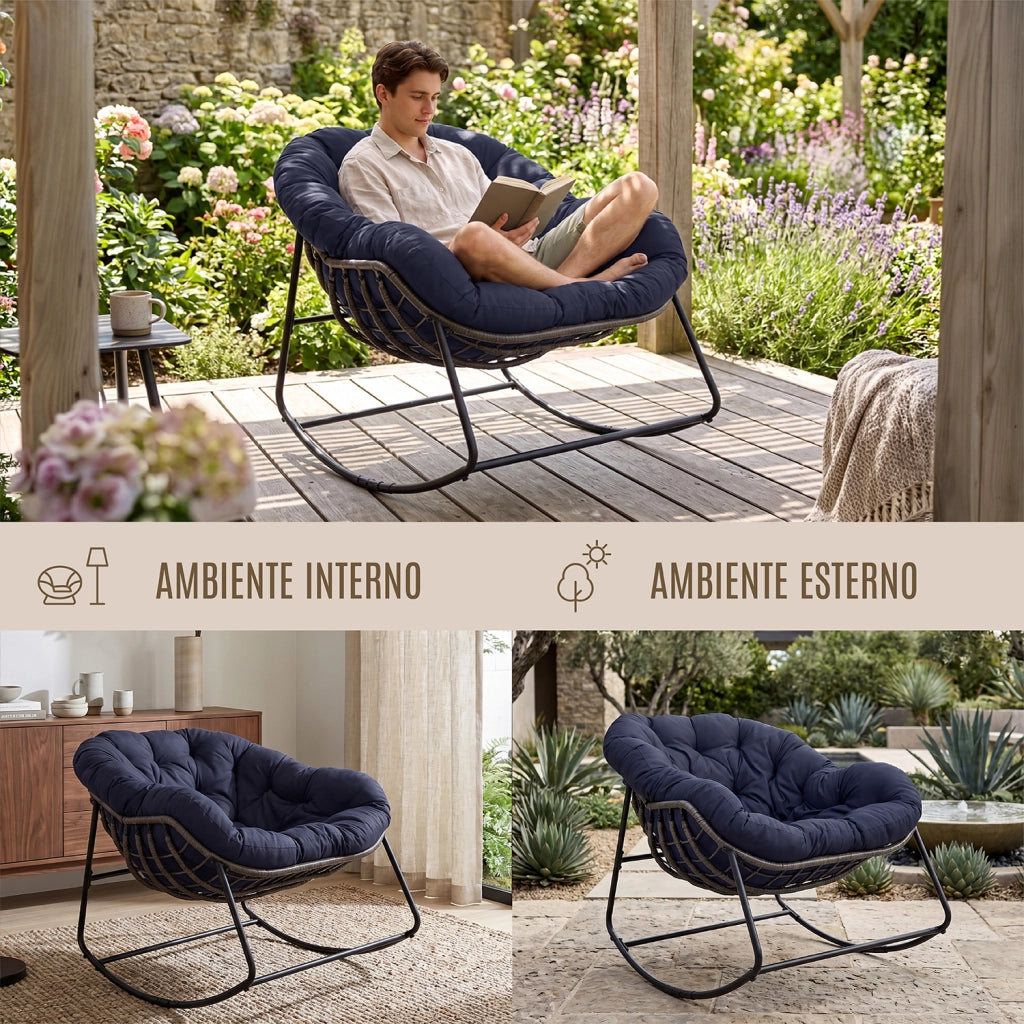 Sedia a dondolo uovo, poltrona dondolo da giardino blu – Dream - SD07DR