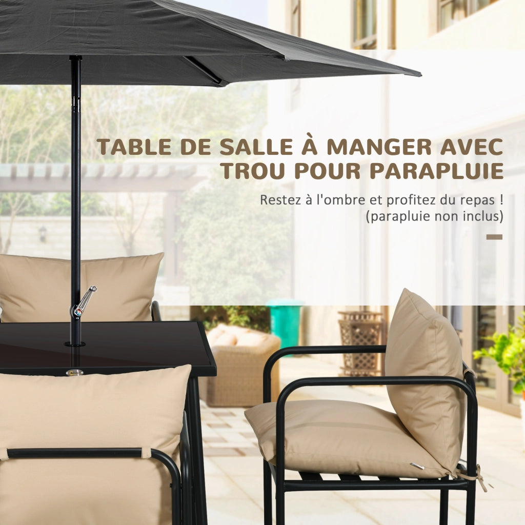 Set Giardino Tavolo Quadrato e 4 Sedie ¨C zephmum ¨C 5 Pezzi con 4 Cuscini