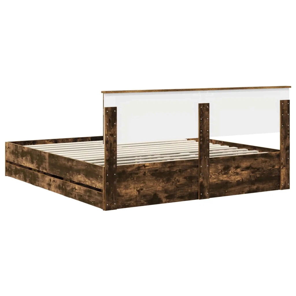 Struttura del letto con cassetto Rovere fumé 200 x 200 cm 3407953
