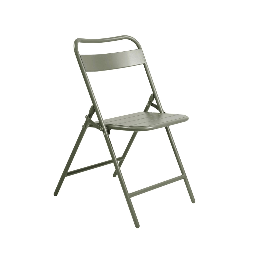 Set tavolo da giardino in acciaio con 6 sedie pieghevoli, 140cm, verde