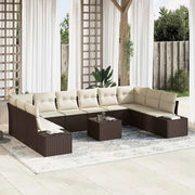 Set Divano da Giardino con cuscino 11 pcs Marrone polyrattan