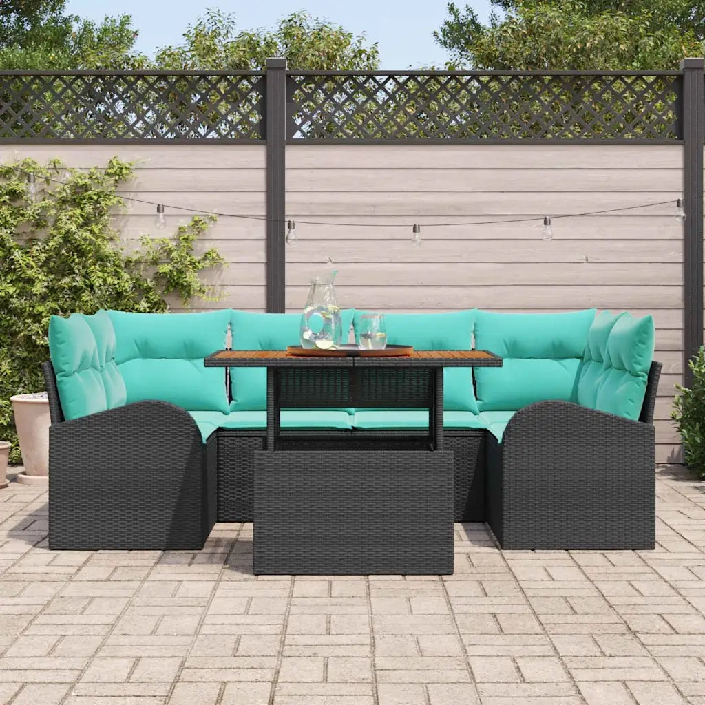 Set Divano da Giardino con archiviazione 7 pcs Nero Poly Rattan 3358279