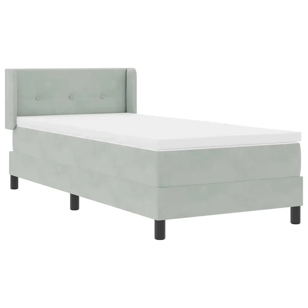 Letto a molle con testiera-Rete con Testiera Grigio chiaro 190 x 90 cm Poliestere 275367