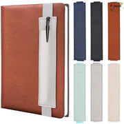 Pen holder per 6 penne, portatile, con cinturino elastico, taccuino per note e penna, con fodero in pelle PU, 6 colori, 16,5 x 3,5 cm