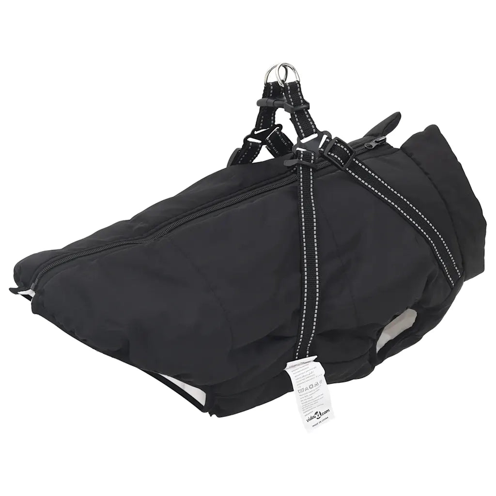 Cappotto Cani con Imbracatura Impermeabile Riflettente Nero L44