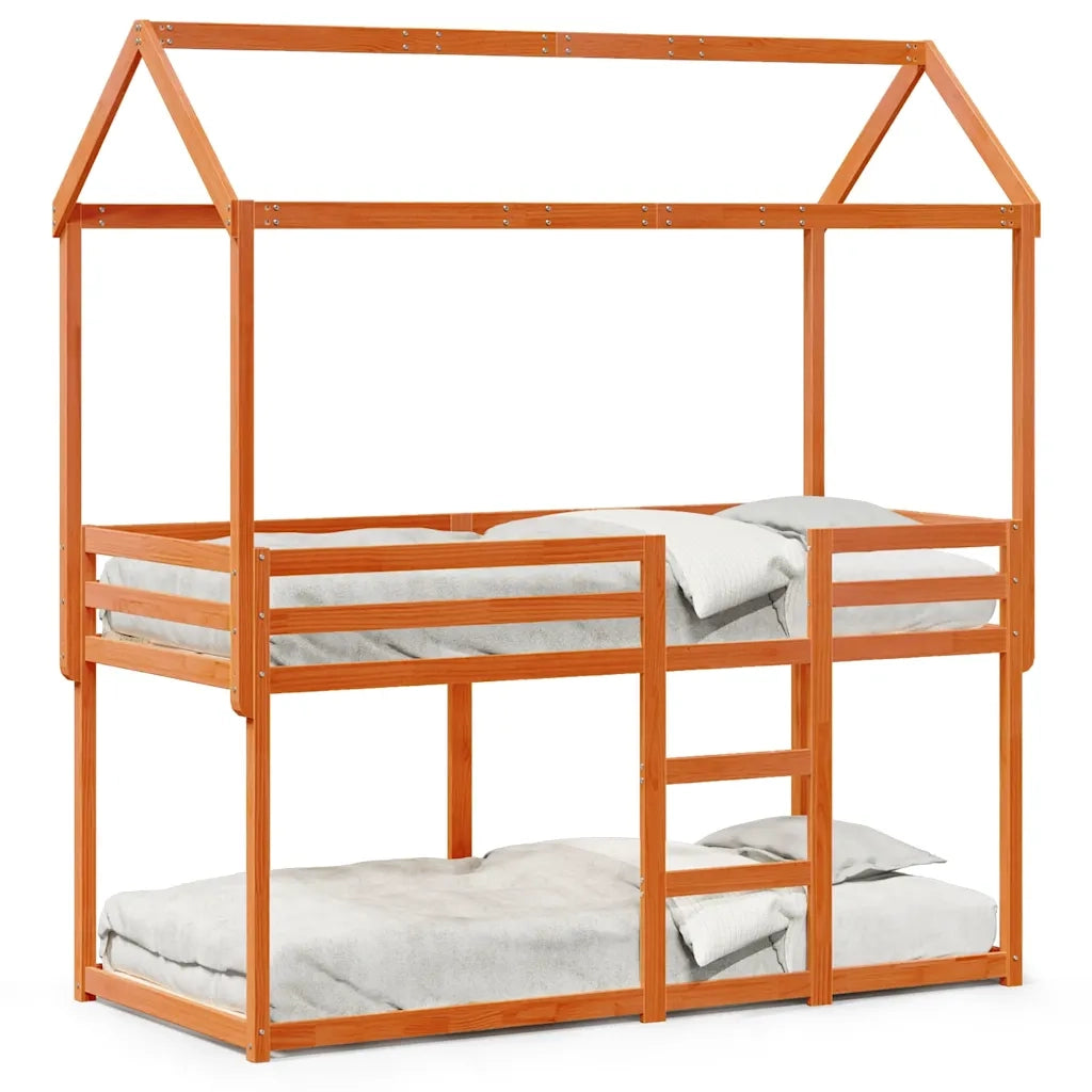Letto singolo | Letto per adulti | Letto a Castello con Tetto Cera 80x200 cm Legno Massello Pino