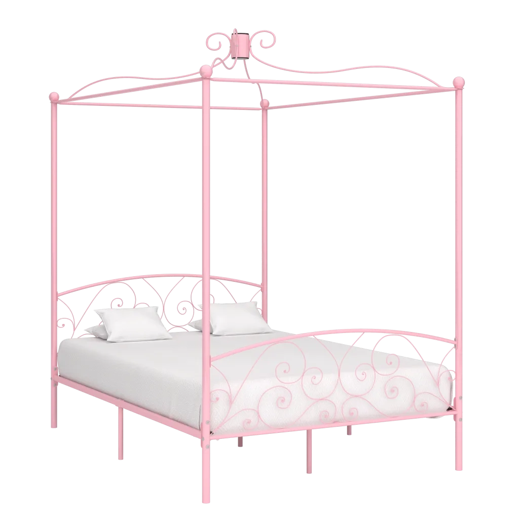 Letto a Baldacchino Rosa in Metallo 120x200 cm cod mxl 65071