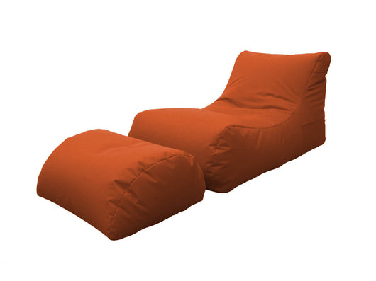Poltrona Pouf Chaise Longue con Poggiapiedi in Poliestere Arancio Avalli