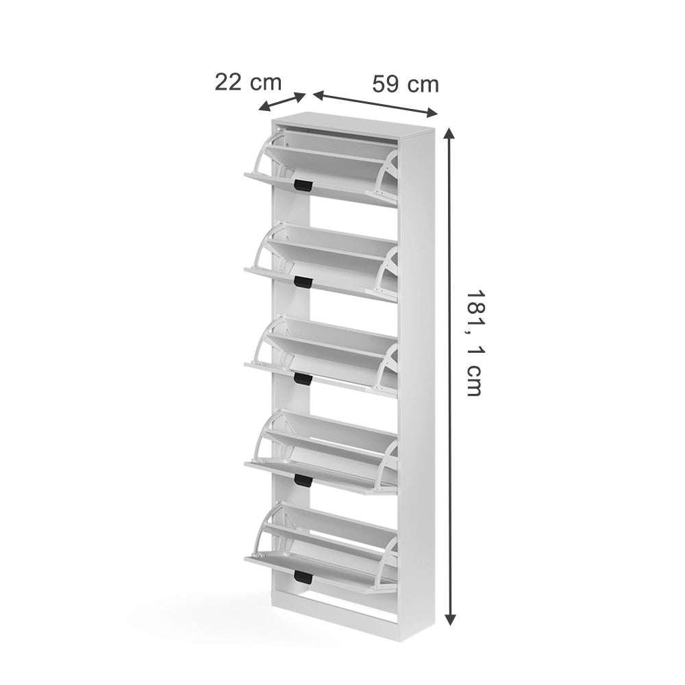 Scarpiera da ingresso Gizmo Bianco/Nero 59 x 181.1 cm con 5 scomparti Vicco