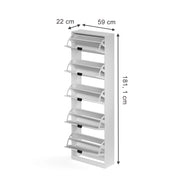 Scarpiera da ingresso Gizmo Bianco/Nero 59 x 181.1 cm con 5 scomparti Vicco