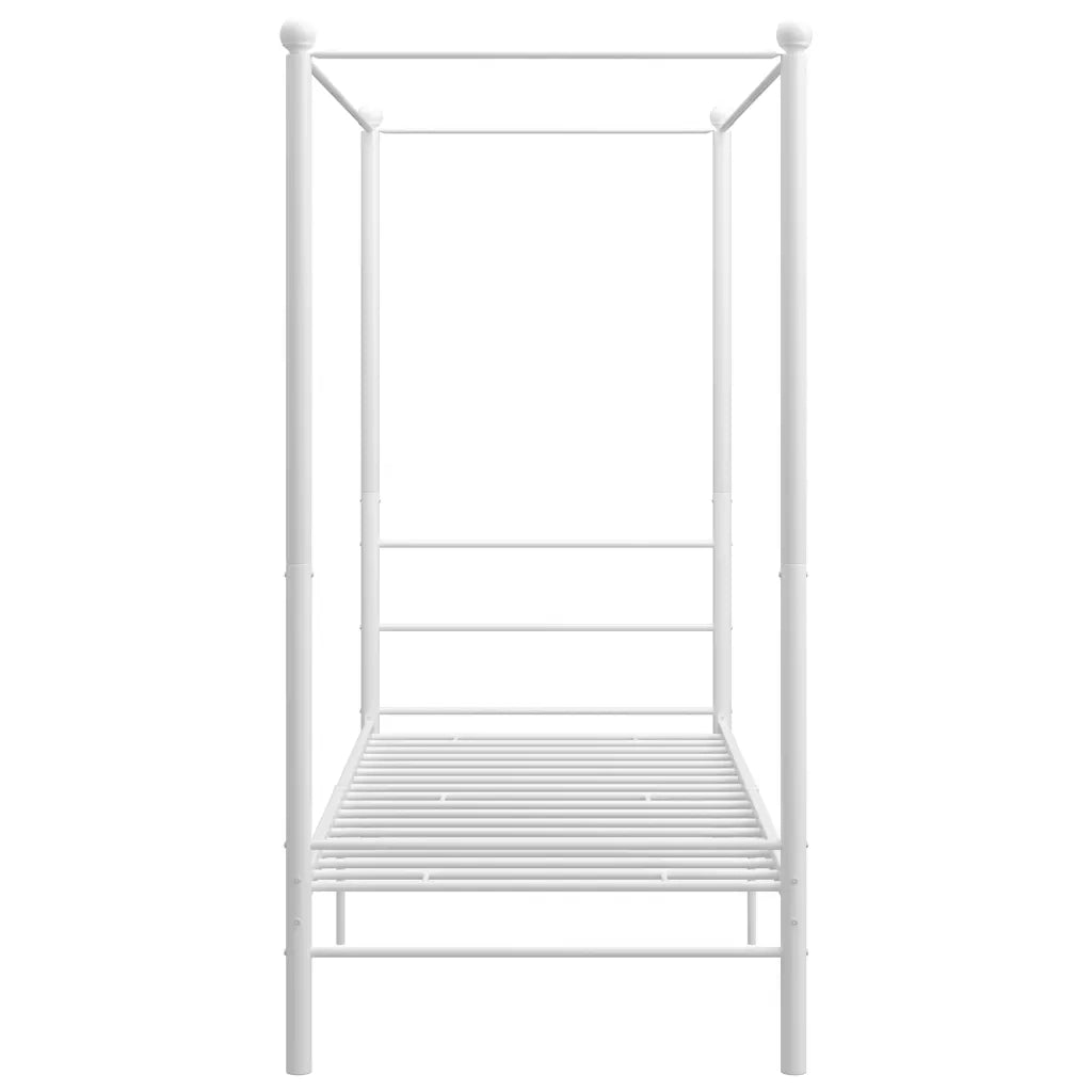 Letto a Baldacchino Bianco in Metallo 90x200 cm