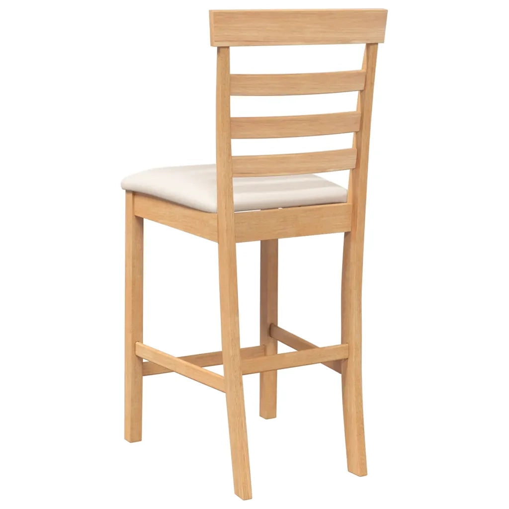 Sgabelli da Bar con Cuscini 2pz Naturale Legno Massello Hevea 4102539