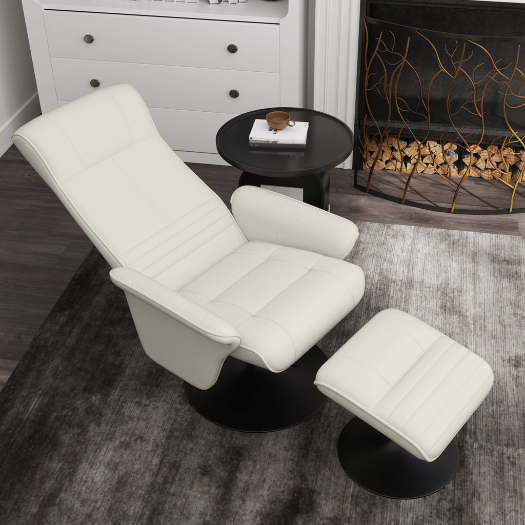 Poltrona relax con poggiapiedi ¨C Xylo ¨C girevole reclinabile tessuto crema