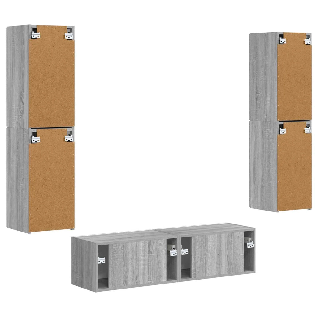Set mobile TV 6 pz-Credenza per TV Grigio Sonoma Legno multistrato 515405