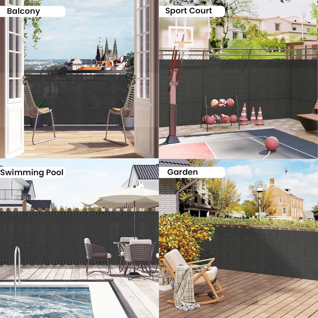 Rete Ombreggiante 1,2x25 m HDPE 280g/m², Frangivista per Recinzione Giardino, Telo Frangivento da Esterno, con Occhielli e Fascette, Resistente alle Intemperie, per Balcone, Antracite
