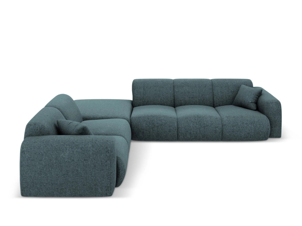 Cosmopolitan Design - Divano angolare sinistro "Nolio" 4 posti in ciniglia petrolio 