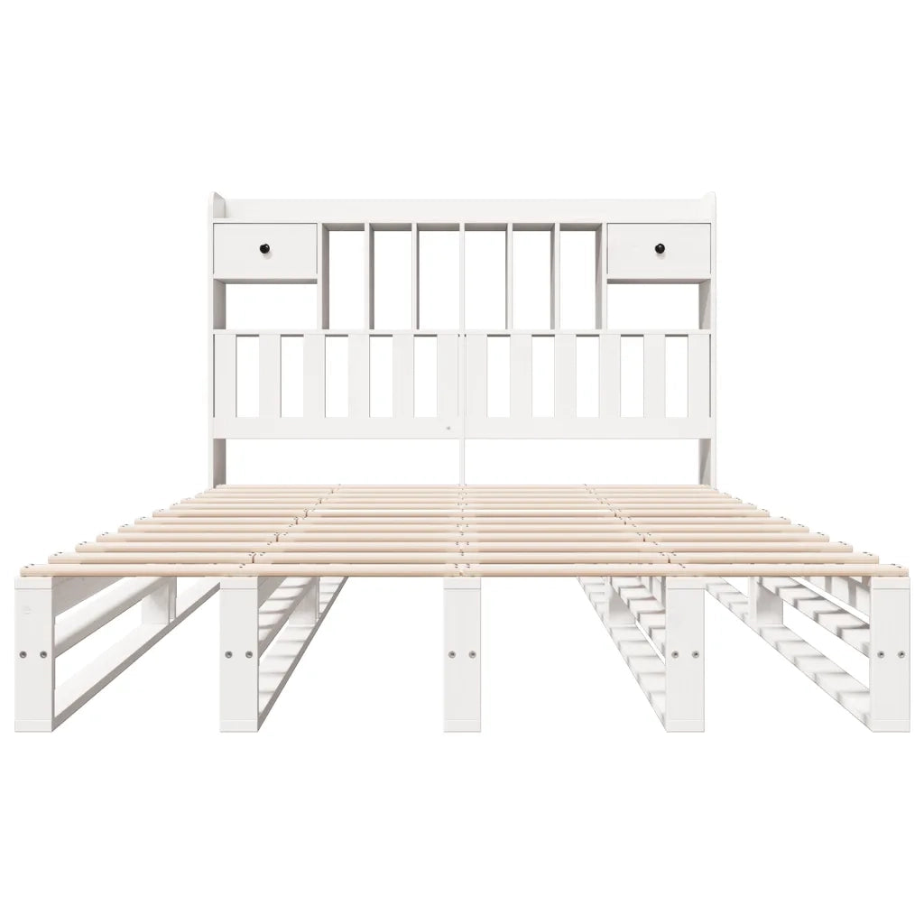 Letto Libreria senza Materasso Bianco 160x200 cm Legno di Pino