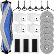 Kit accessori 20 pezzi adatto per robot aspirapolvere ECOVACS DEEBOT T30 PRO Omni / T30 Omni / T30 Max, comprensivo di 1 spazzola in gomma, 4 contenitori per polvere, 6 spazzole, 3 filtri, 6 setole laterali e pezzi di ricambio per l'aspirapolvere robot.